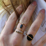 Bague double dorée et pierre ovale - Bagues