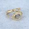 Bague dorée pierre ovale contour texturé - 50 / LABRADORITE