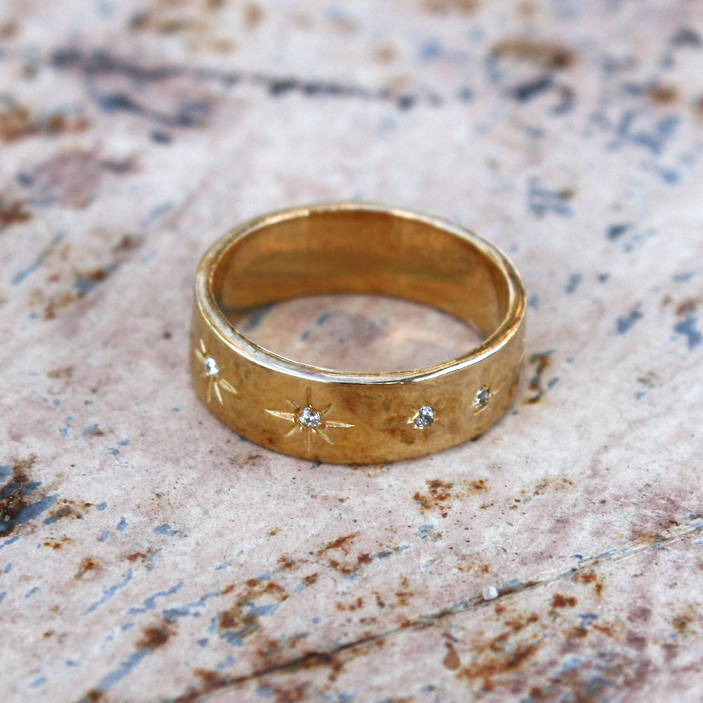 Bague anneau étoile dorée à l’or fin 18k - Bagues