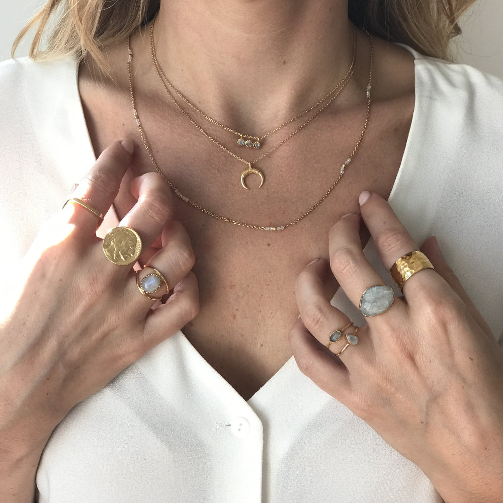 Bague dorée martelée