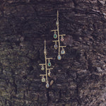 Boucles dorées martelées et pierres - ONYX VERTE - PREHNITE