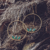 Gold and green onyx earrings