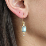 Boucles dorées pierre facettée - LABRADORITE