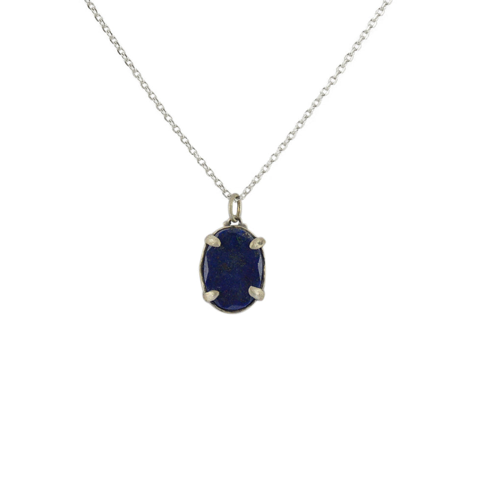 Collier argent 925 et pierre sertie 4 griffes - LAPIS