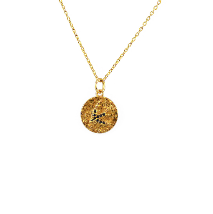 Collier doré médaille colombe et zircons - ZIRCONS NOIRS
