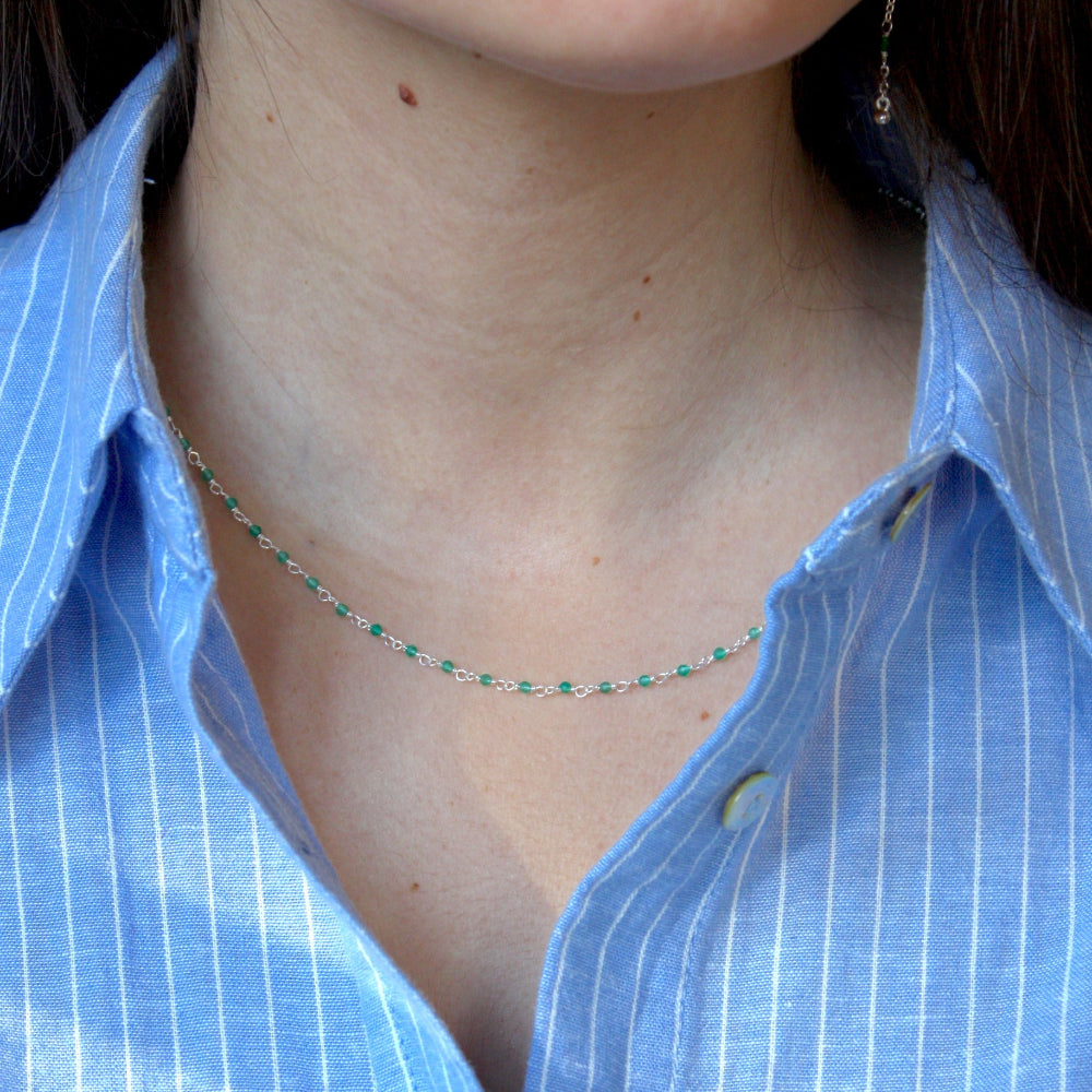 Collier Santa Maria en Argent 925 et Onyx Verte
