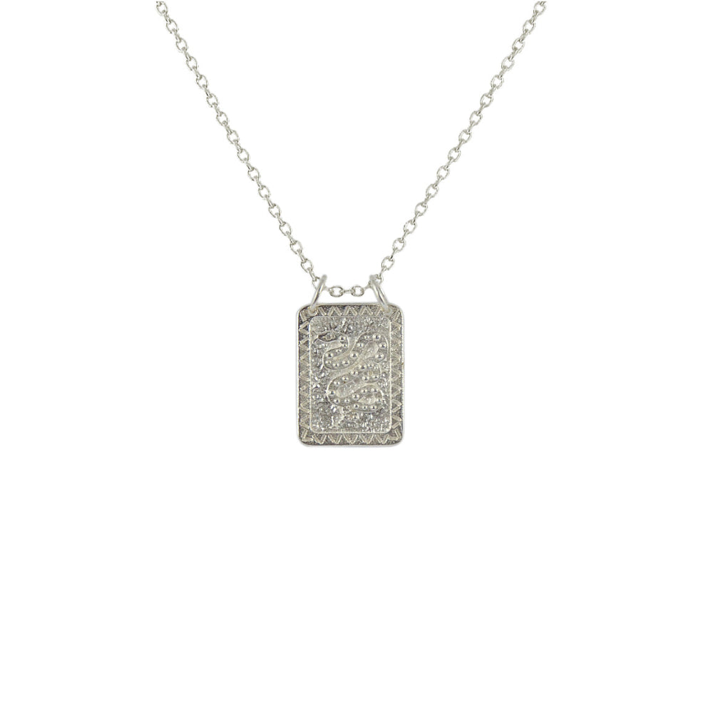 Collier plaque argent 925 texturée serpent - Colliers