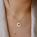 Collier doré médaille oeil et zircons - LAPIS