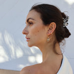 Boucles dorées médaille oeil pierre et zircons - Boucles