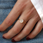 Bague dorée pierre ovale serti ouvert - 50 / PIERRE DE LUNE