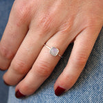 Bague pierre carrée en argent 925 - 50 / PIERRE DE LUNE -