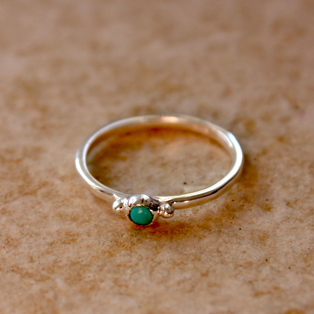 Bague petite pierre en argent 925 - 50 / TURQUOISE - Bagues
