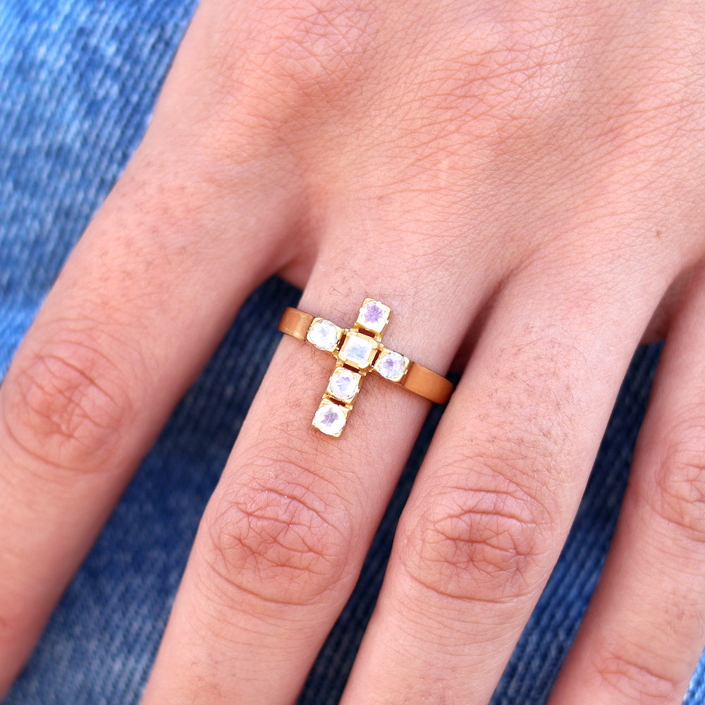 Bague croix dorée à l’or fin 18k - Bagues