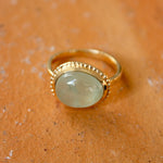 Bague dorée pierre cabochon ovale - 50 / PREHNITE