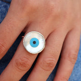 Bague argent 925 oeil nacre XXL - Bagues