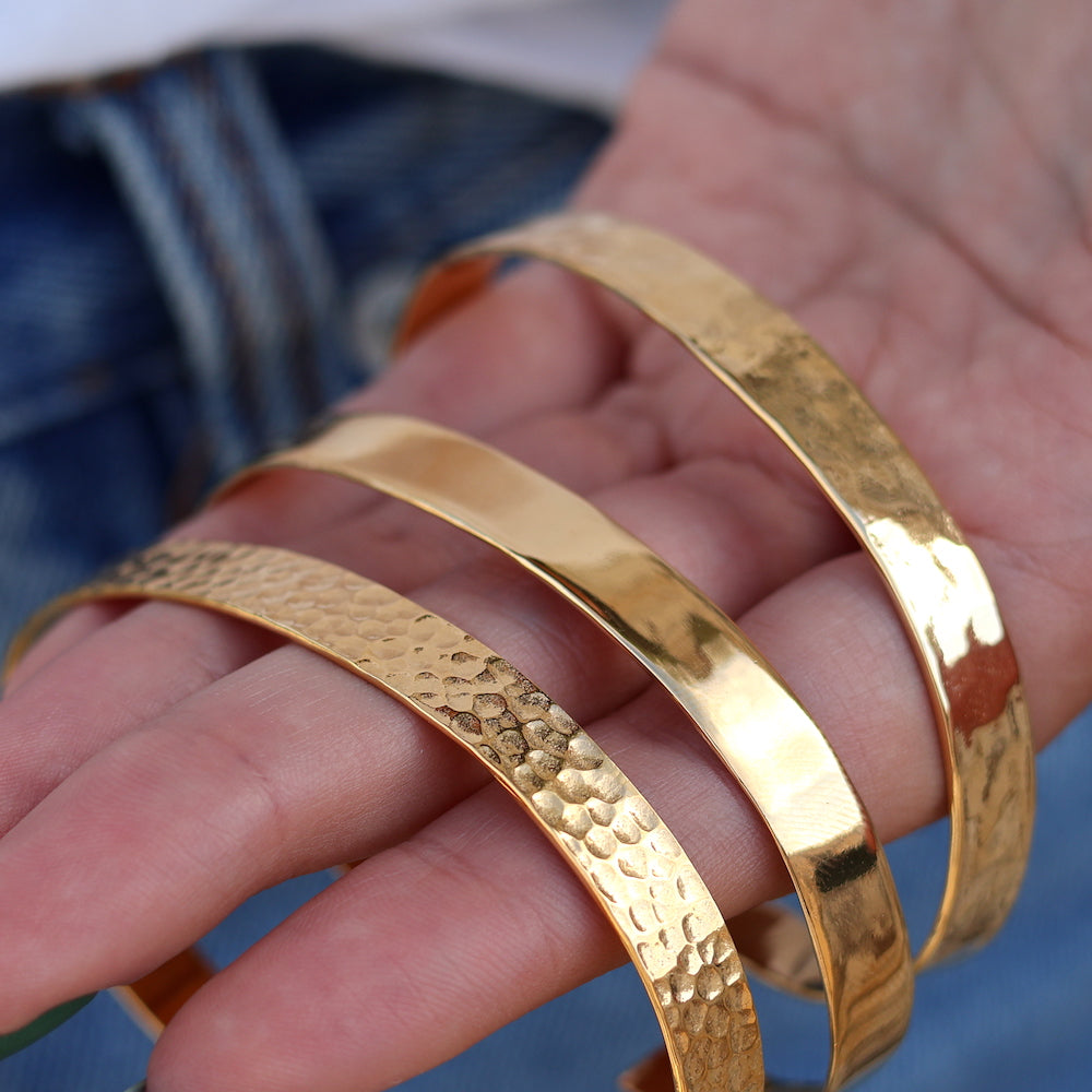 Jonc doré large lisse - Bracelets