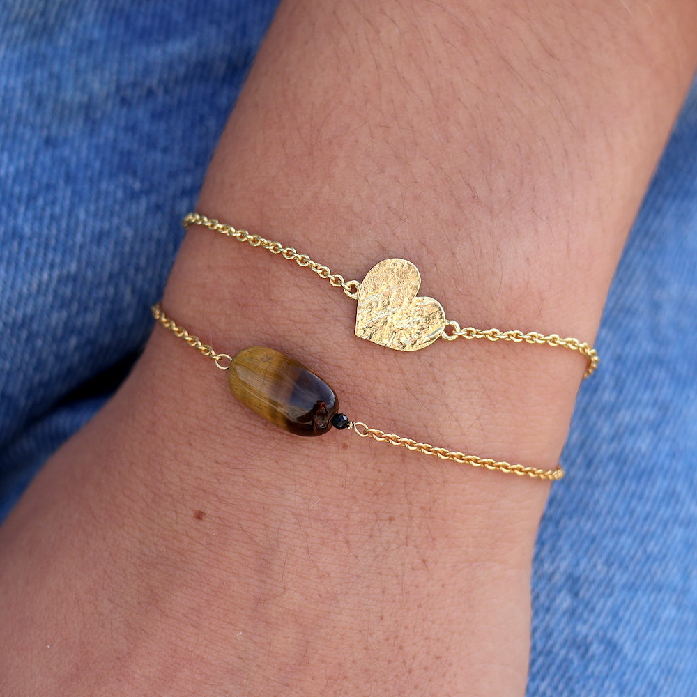 Bracelet doré et pierre naturelle - OEIL DE TIGRE -