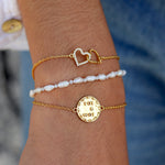 Bracelet doré et médaille martelée Toi & Moi