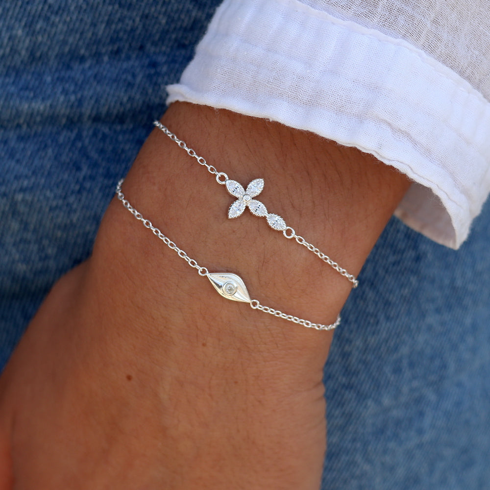 Bracelet argent 925 oeil et zircon