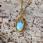 Collier doré main de fatma pierre - LABRADORITE