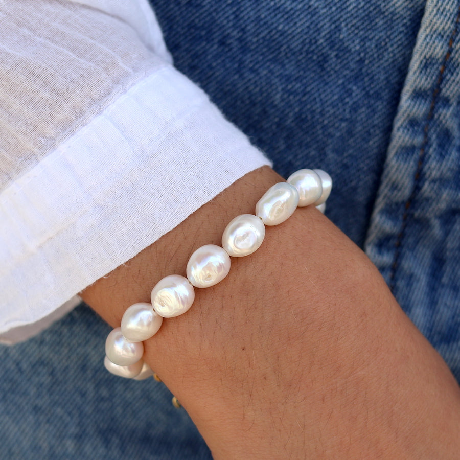 Bracelet doré perles de culture (XL) - Bracelets