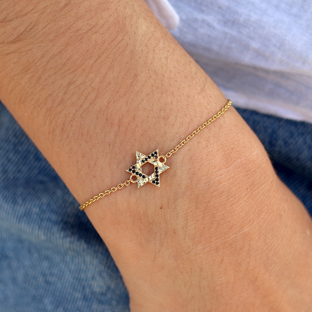 Bracelet doré étoile de David zircons