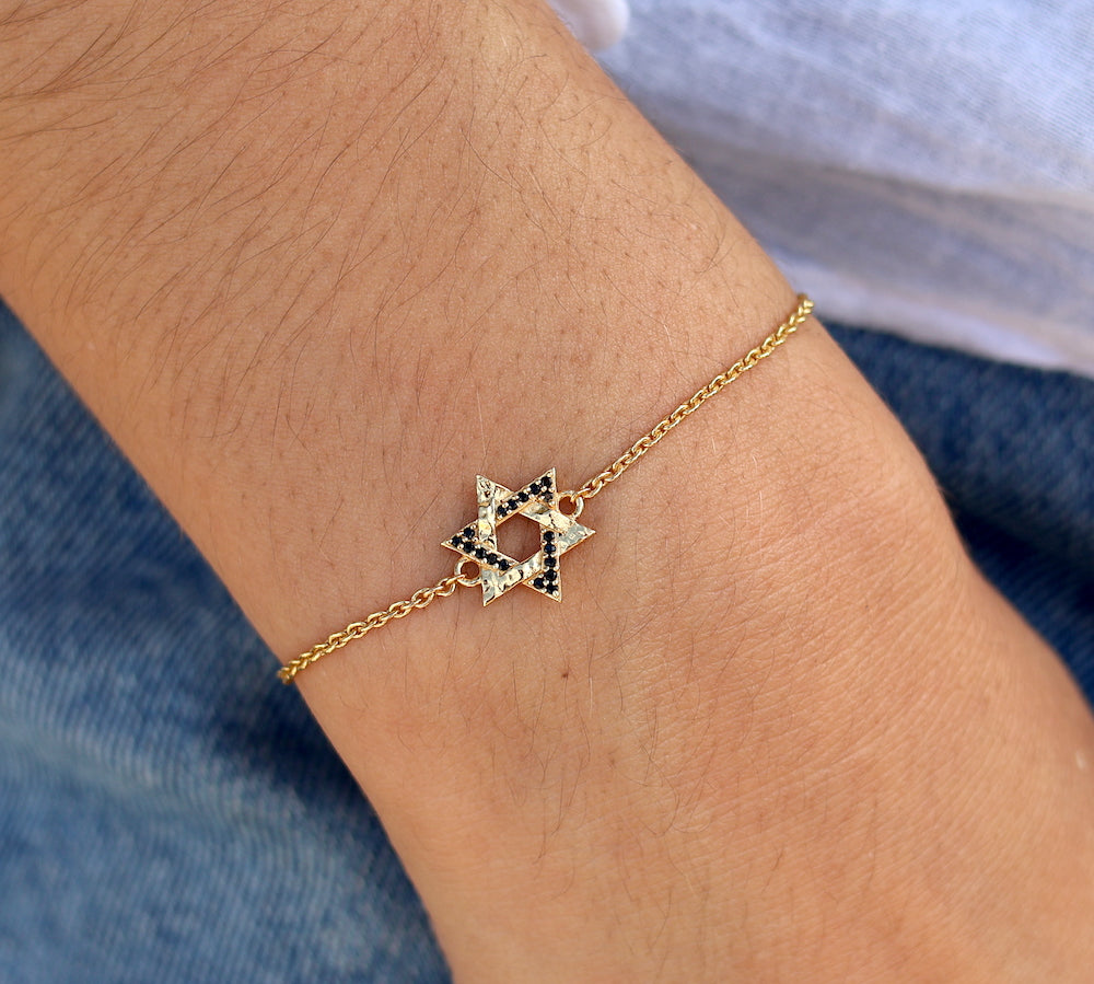 Bracelet doré étoile de David zircons