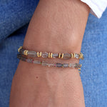 Bracelet duo pierres carrées et rondes - LABRADORITE -