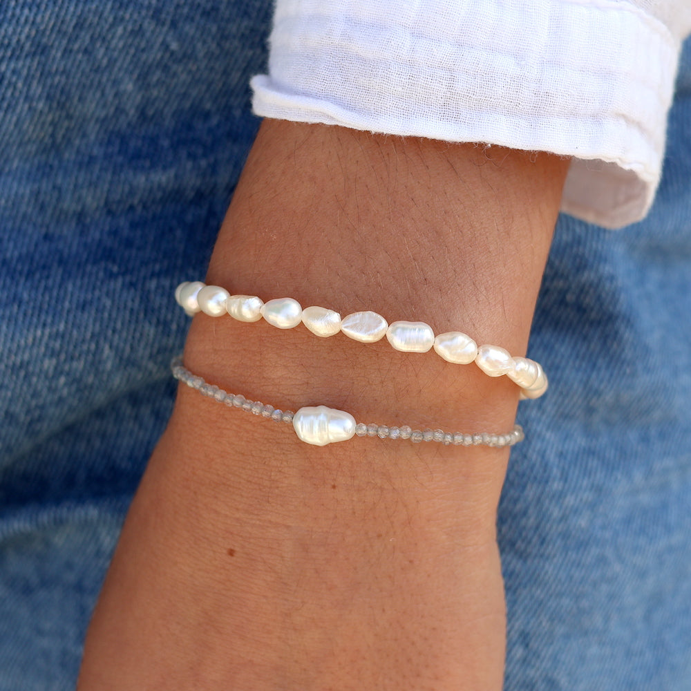 Bracelet pierres fines et perle de culture - Bracelets