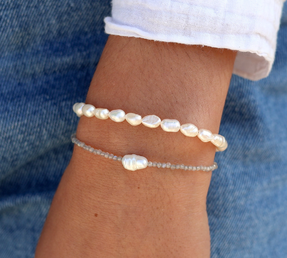 Bracelet pierres fines et perle de culture - Bracelets