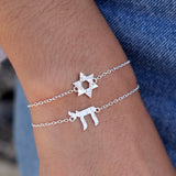 Bracelet argent 925 étoile de David et zircons