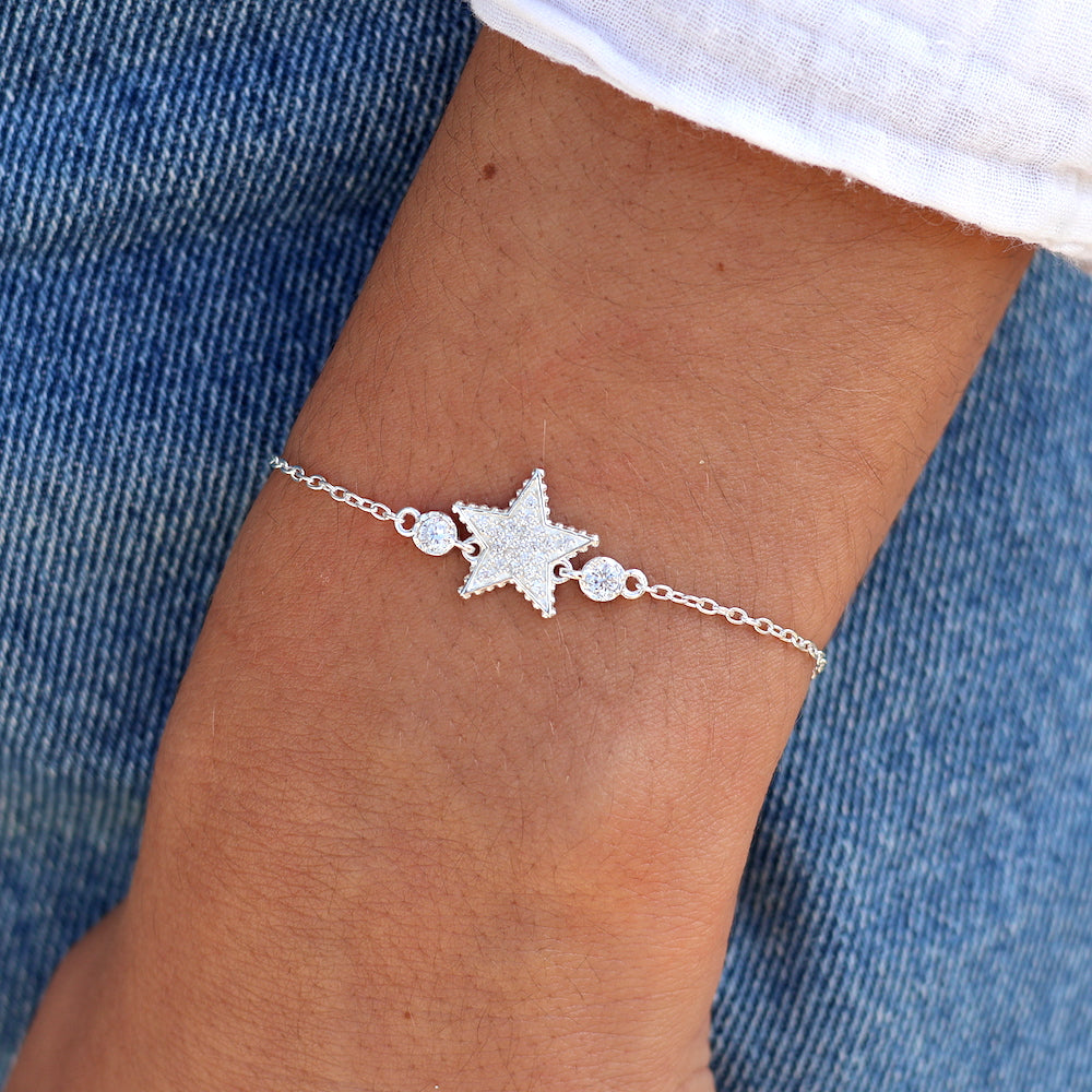 Bracelet argent 925 étoiles zircons