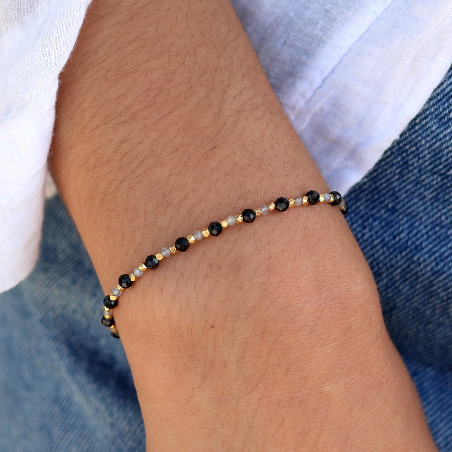 Bracelet duo de pierres et perles dorées - Bracelets