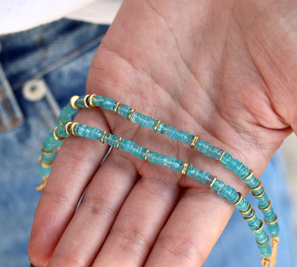 Bracelet doré et pierres heishi - Bracelets