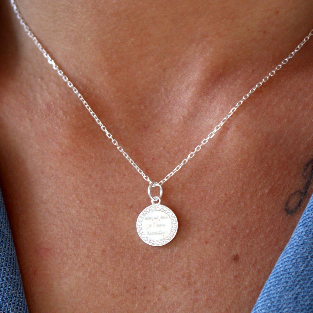 Collier argent 925 médaille zircons chaque jour je t’aime