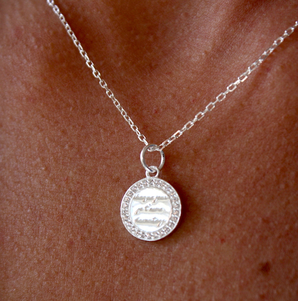 Collier argent 925 médaille zircons chaque jour je t’aime