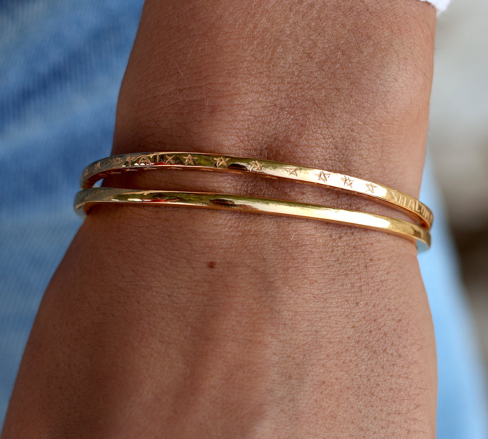 Jonc doré étoiles peace amour - Bracelets