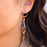 Mini créoles dorées longues chaines et pierres
