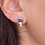 Boucles dorées pierre zircons et pampille - LAPIS - Boucles