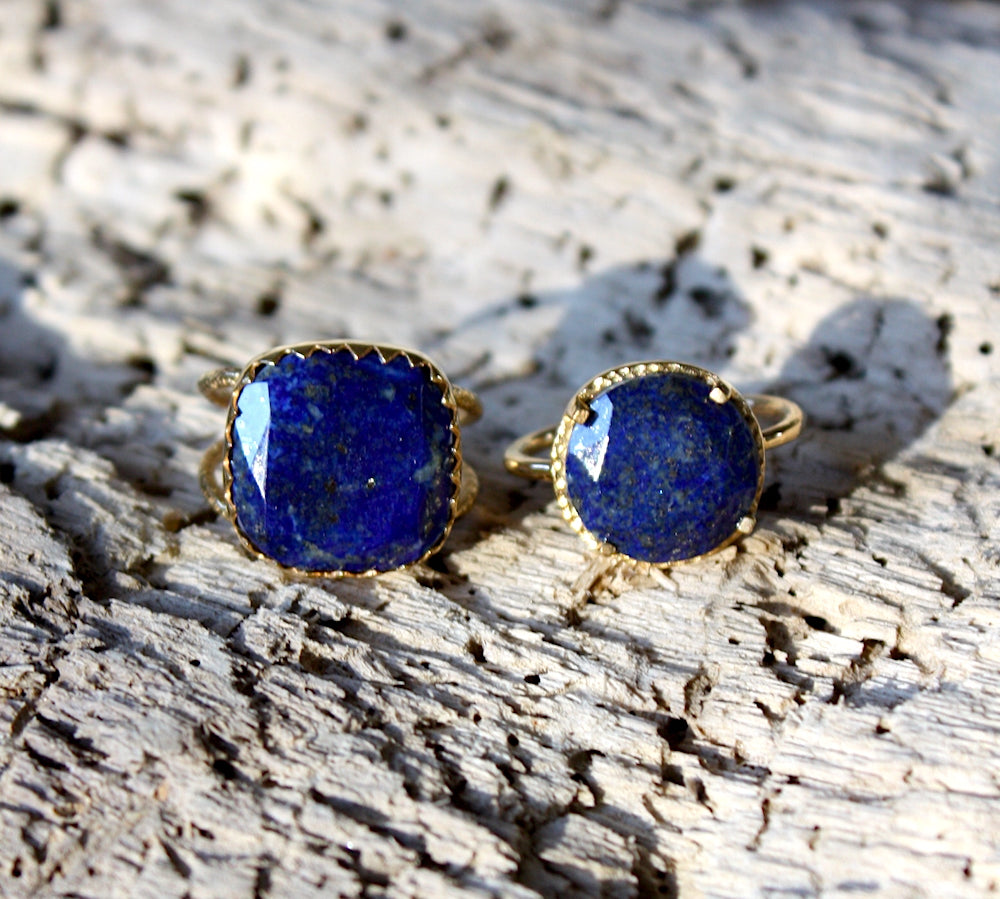 Bague dorée pierre ronde 4 griffes - 50 / LAPIS