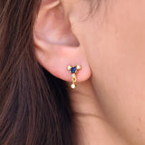 Boucles dorées pierre zircons et pampille - LAPIS - Boucles