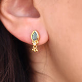 Boucles dorées pierre goutte et pampille - Boucles