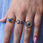 Bague dorée double et pierre cabochon - 50 / LAPIS
