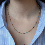Collier doré Santa Maria en Lapis Lazulis Turquoise et Perle
