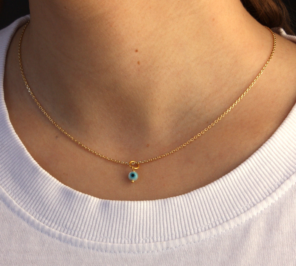 Collier doré talisman oeil nacre - PETIT ROND