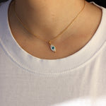 Collier doré talisman oeil nacre - OEIL OVALE