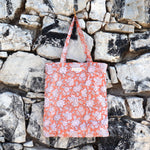 Tote bag Abricot & fleurs blanches - Sacs à main