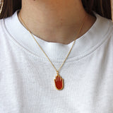 Collier doré main de fatma pierre