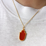 Collier doré main de fatma pierre - ONYX ROUGE