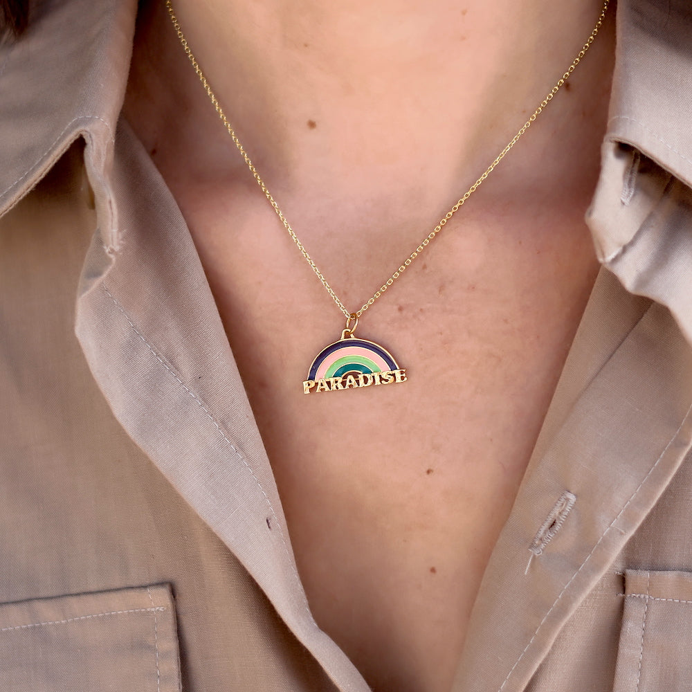 Collier doré arc en ciel paradise